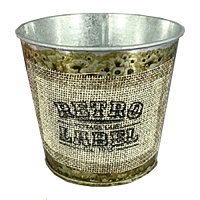 Кашпо Ведро Retro Label круглое оцинкованное 9,5*9,5*8,5см металл К49-27